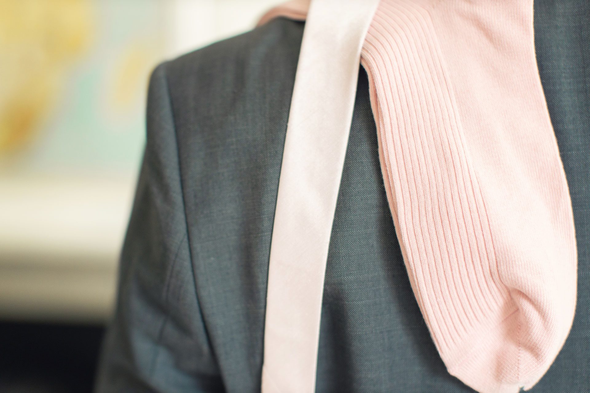 pink socks and tie