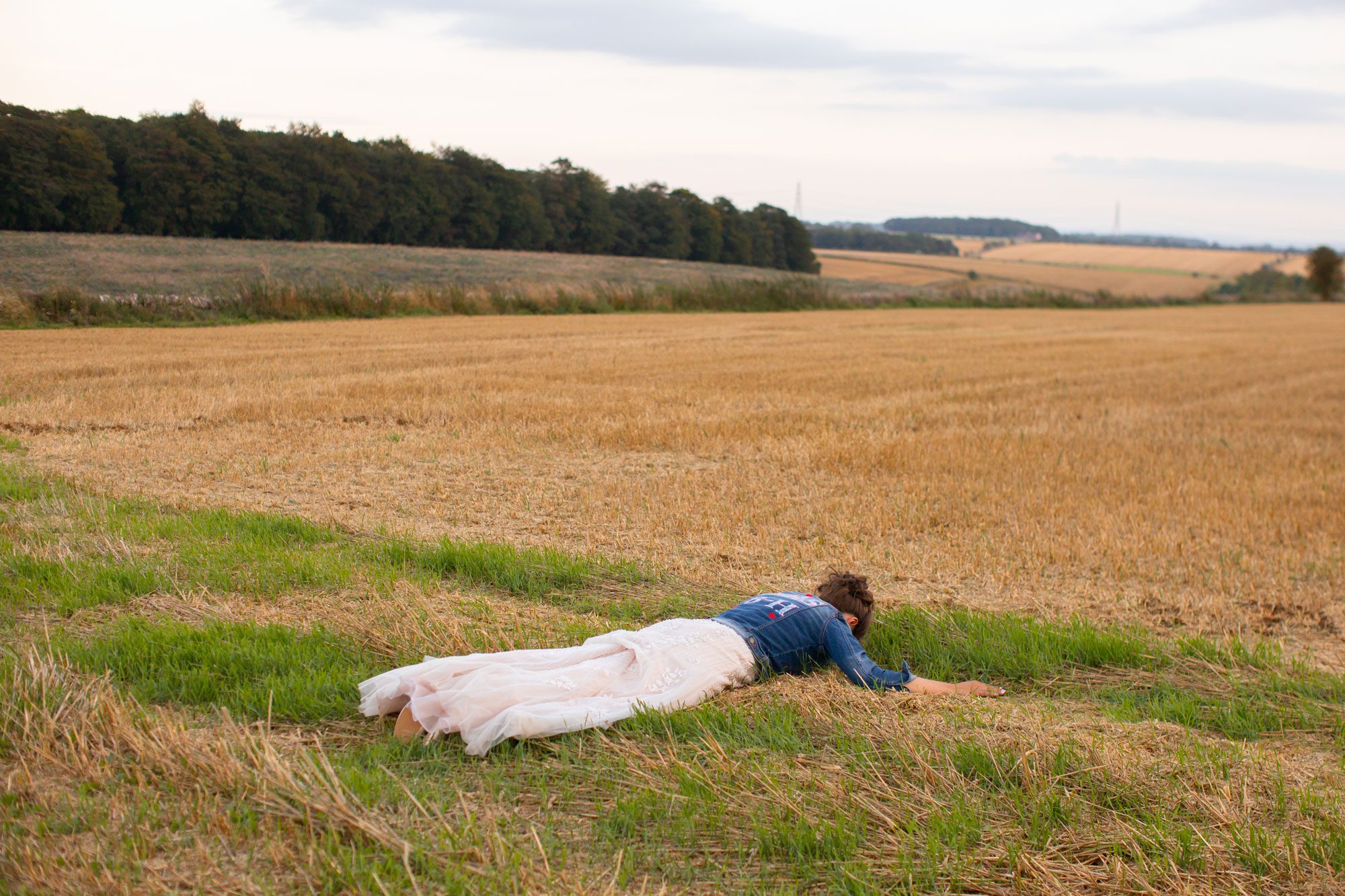 lying down in a field