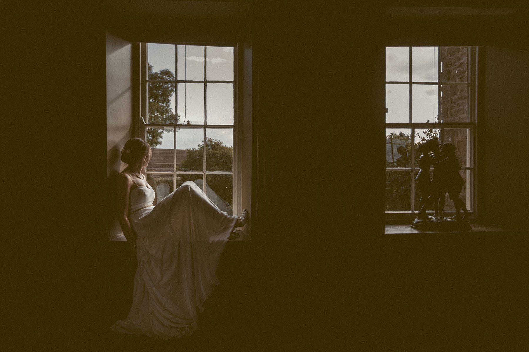 Bride in window